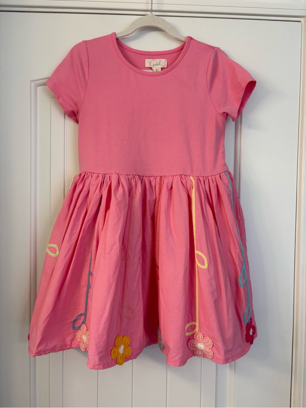 Peek Pink Floral Embroidered Girls' Dress